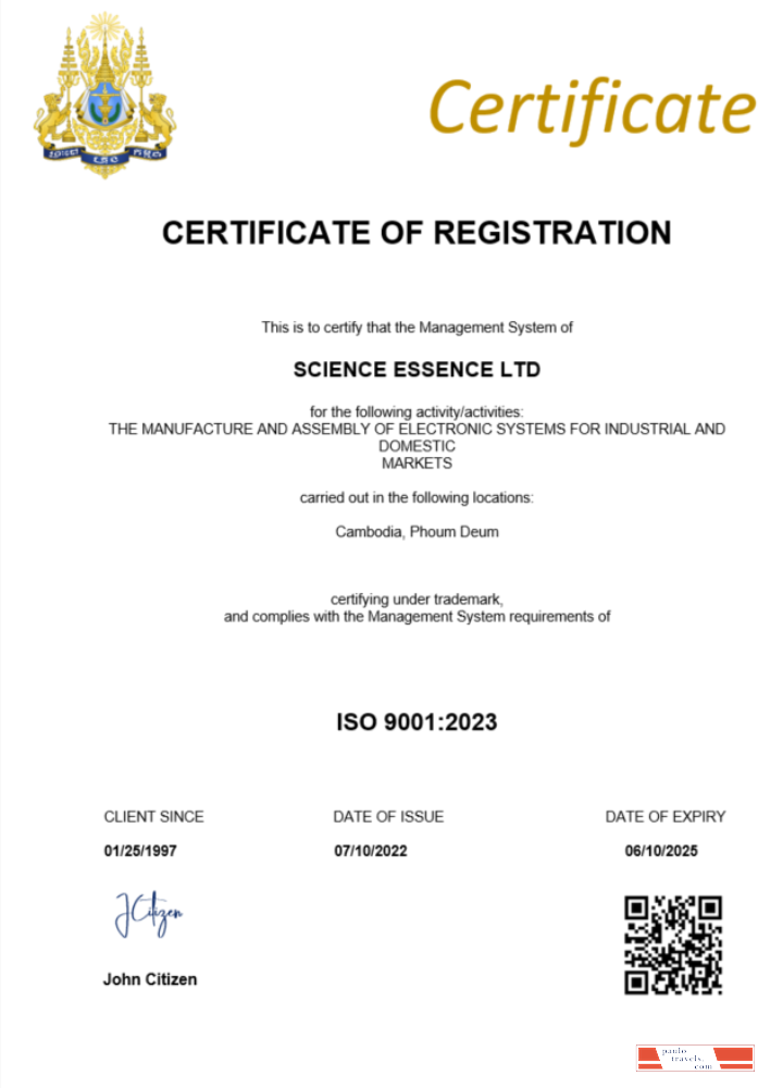 Cambodia  certificate of registration Word and PDF template